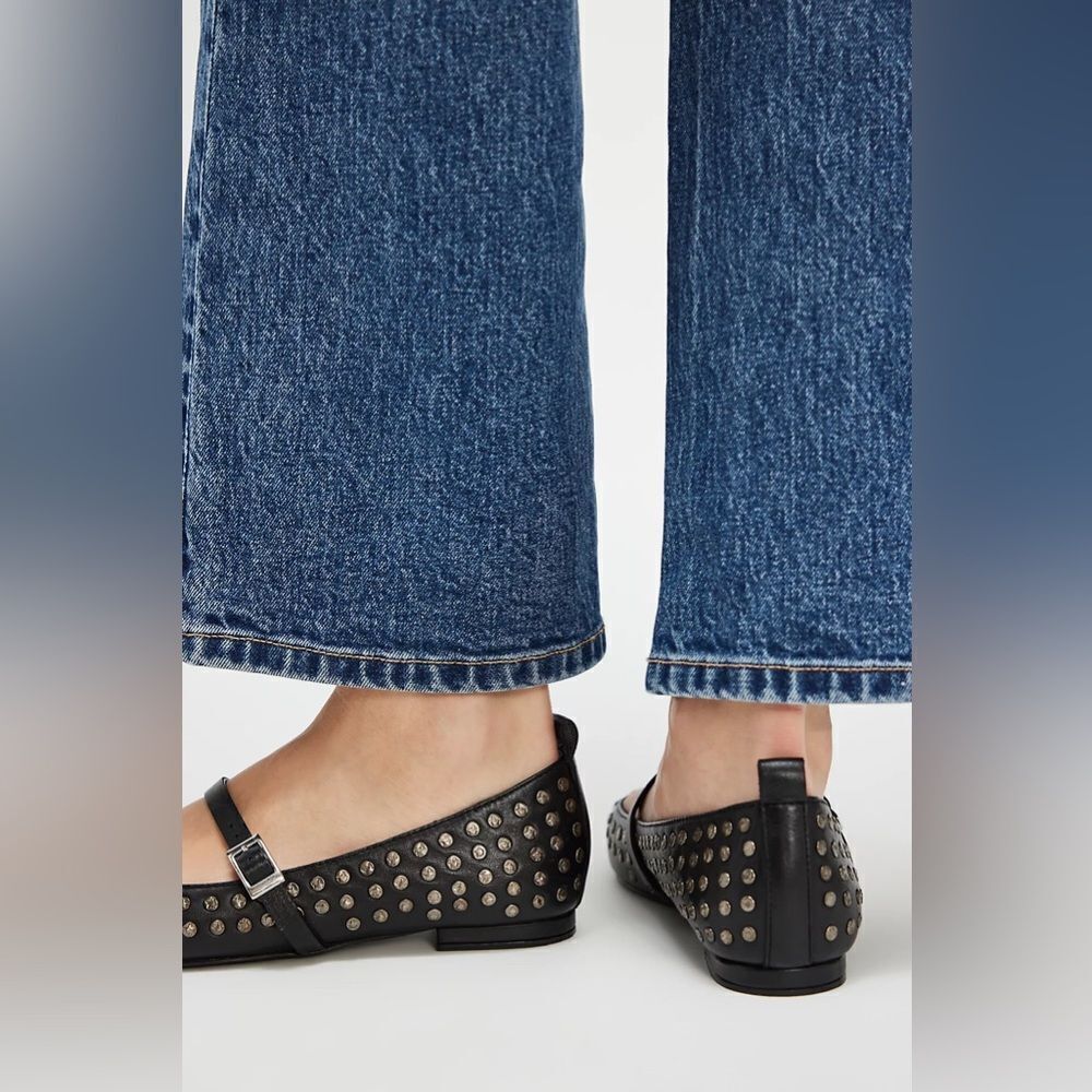 FREE PEOPLE TWIGGY STUDDED Ballet Flats / Black - Picture 3 of 4